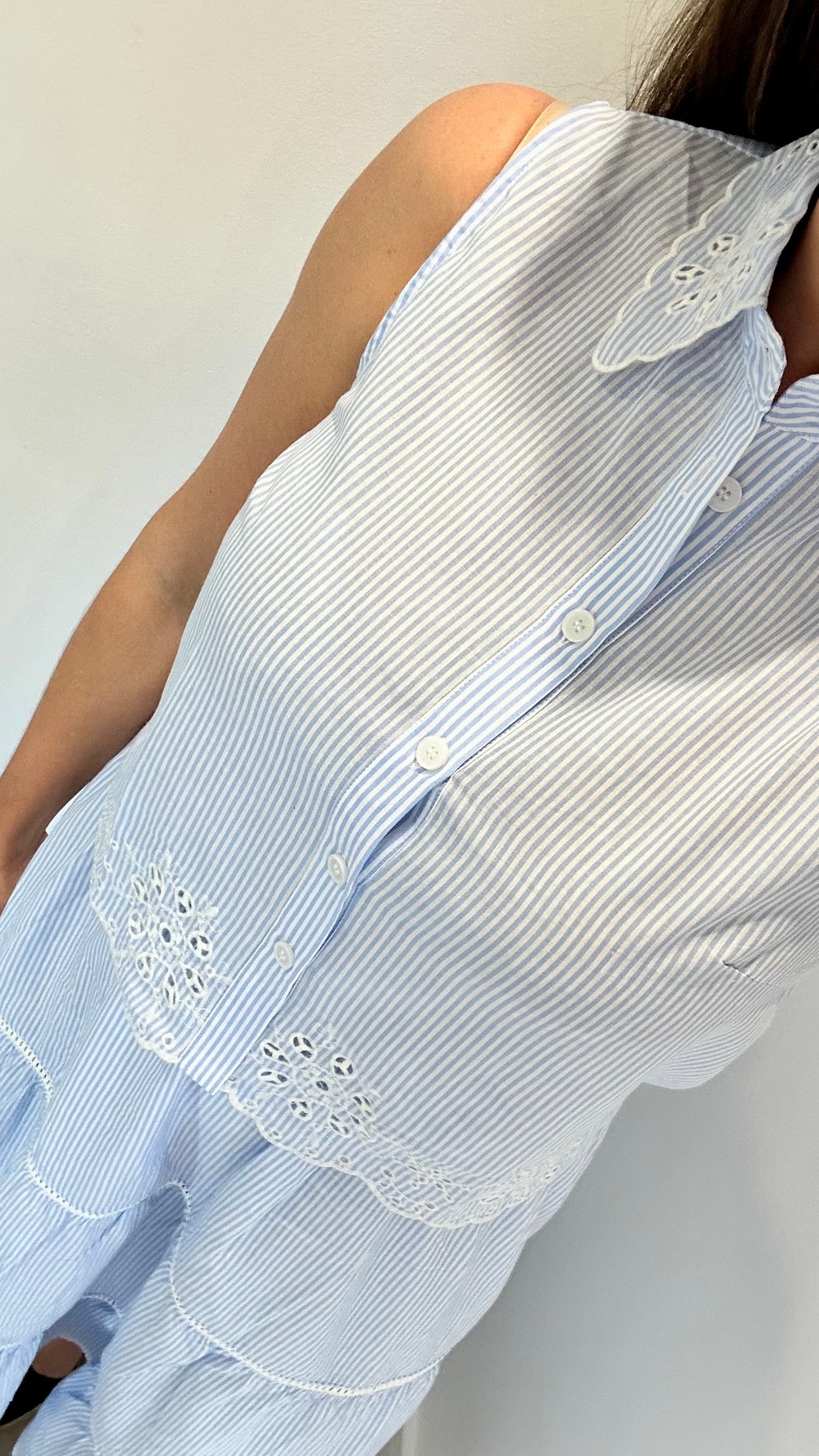 BLUE AND WHITE STRIPE CO-ORD - 100% COTTON TWO PIECE