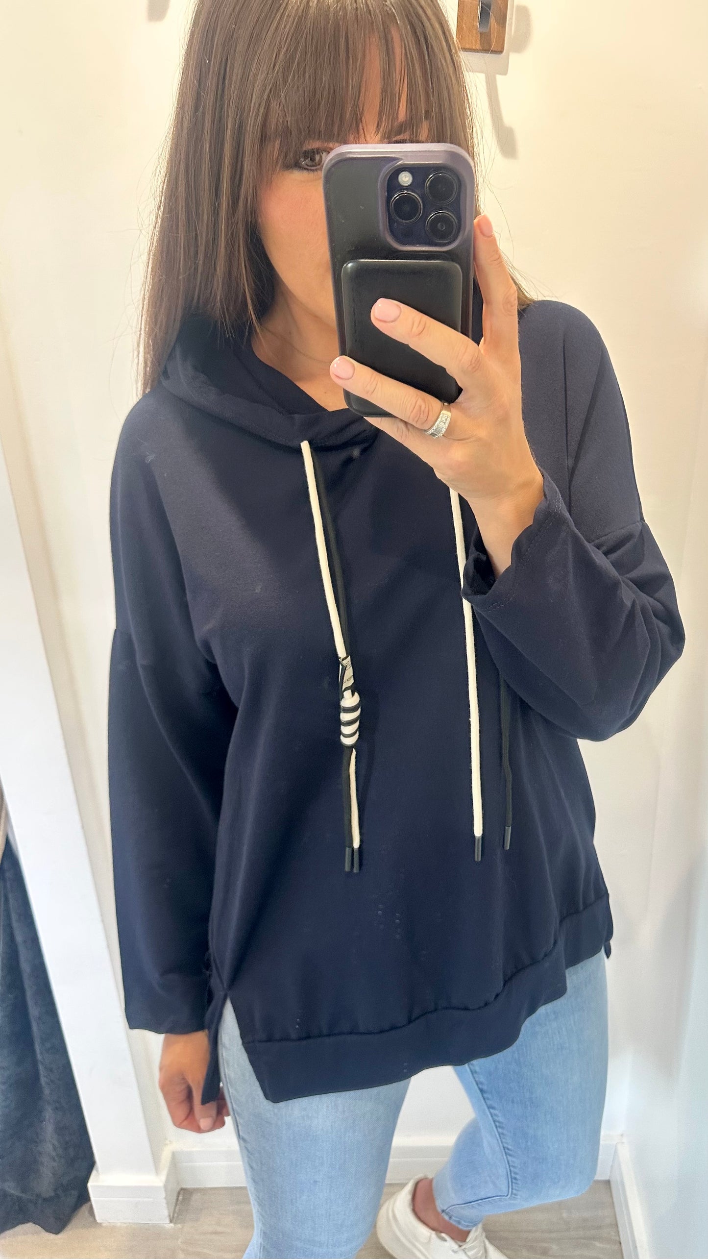 NAVY PLAIN LIGHTWEIGHT HOODIE