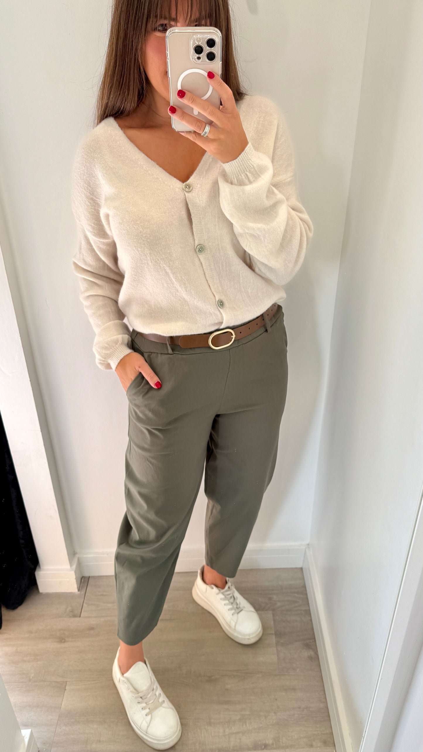 KHAKI BALLOON TROUSERS WITH TAN BELT