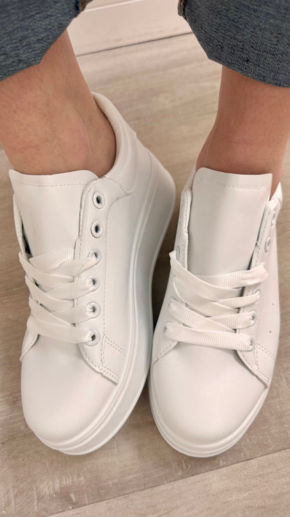 WHITE PLATFORM TRAINERS
