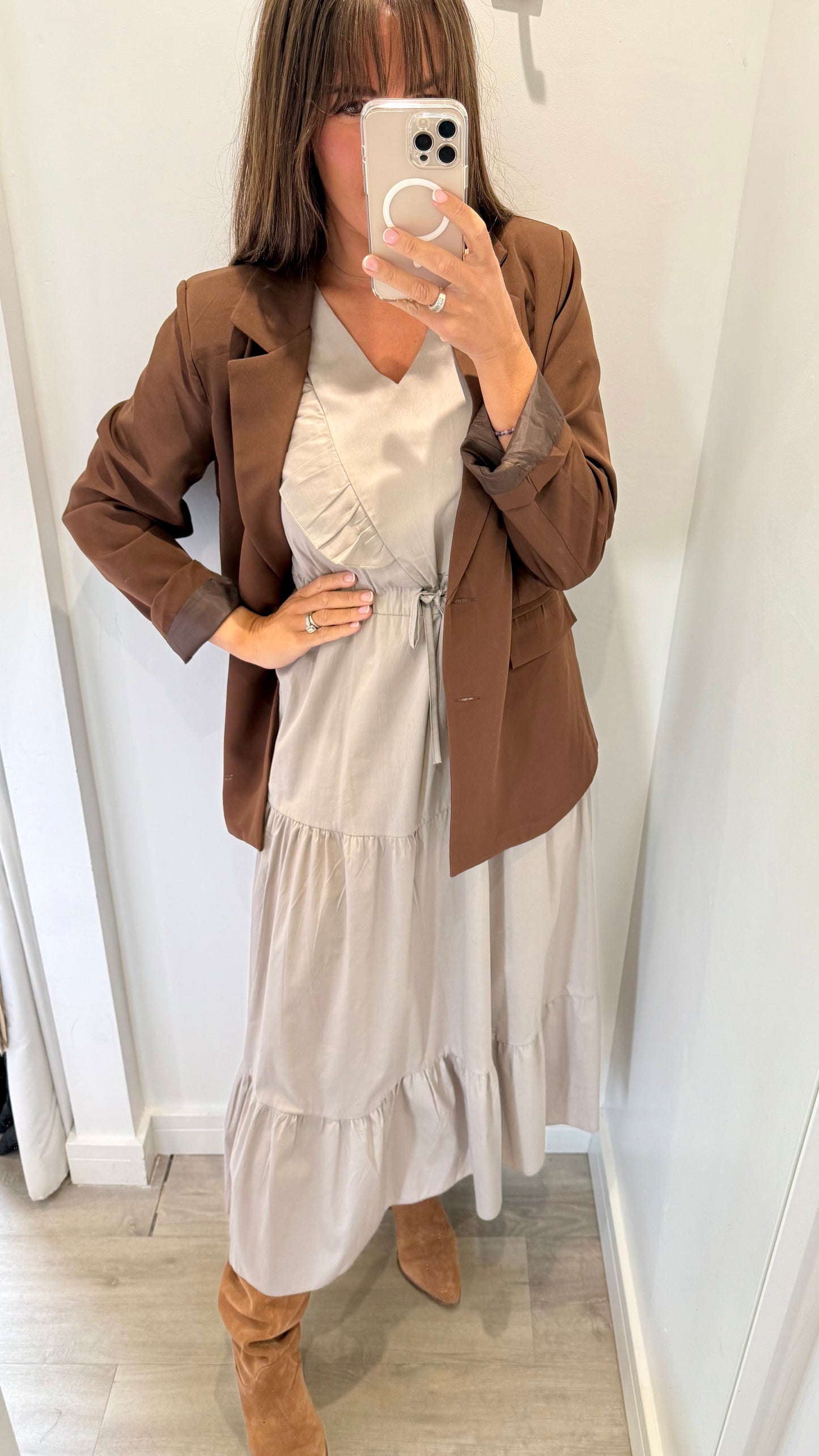MOCHA JET TIERED COTTON MAXI DRESS