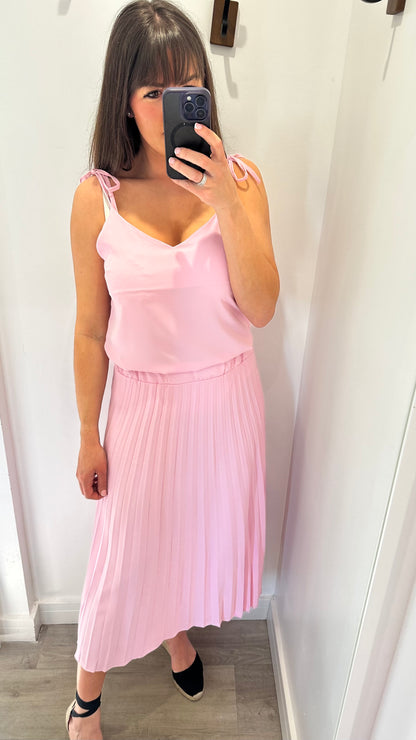 BABY PINK CAMI & PLEATED SKIRT CO-ORD