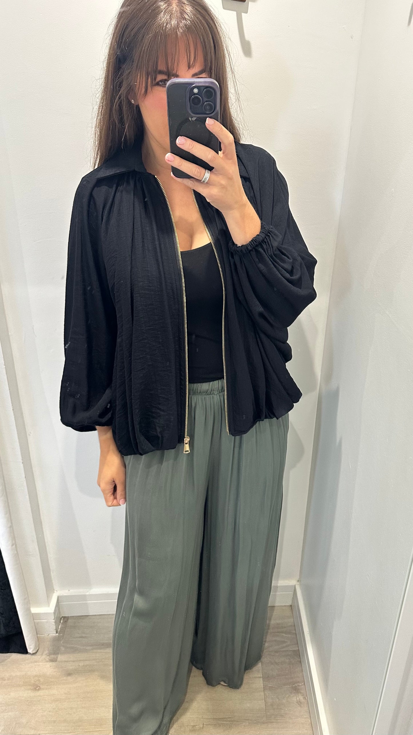 BLACK BALLOON SLEEVE JACKET