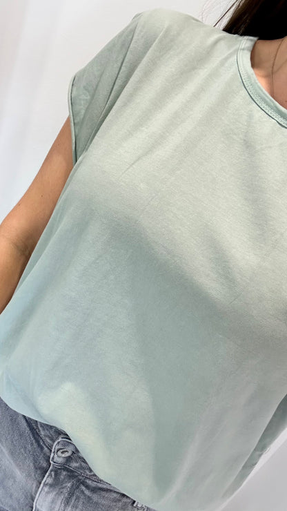 SAGE GREEN CAP SLEEVE TEE