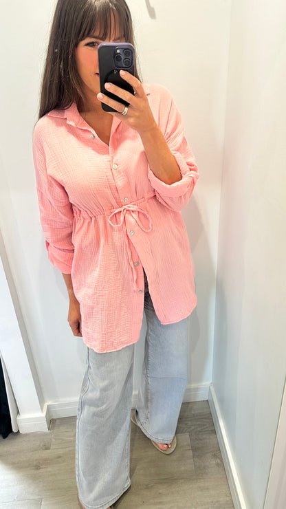 LIGHT CORAL BUTTON-THROUGH DRESS