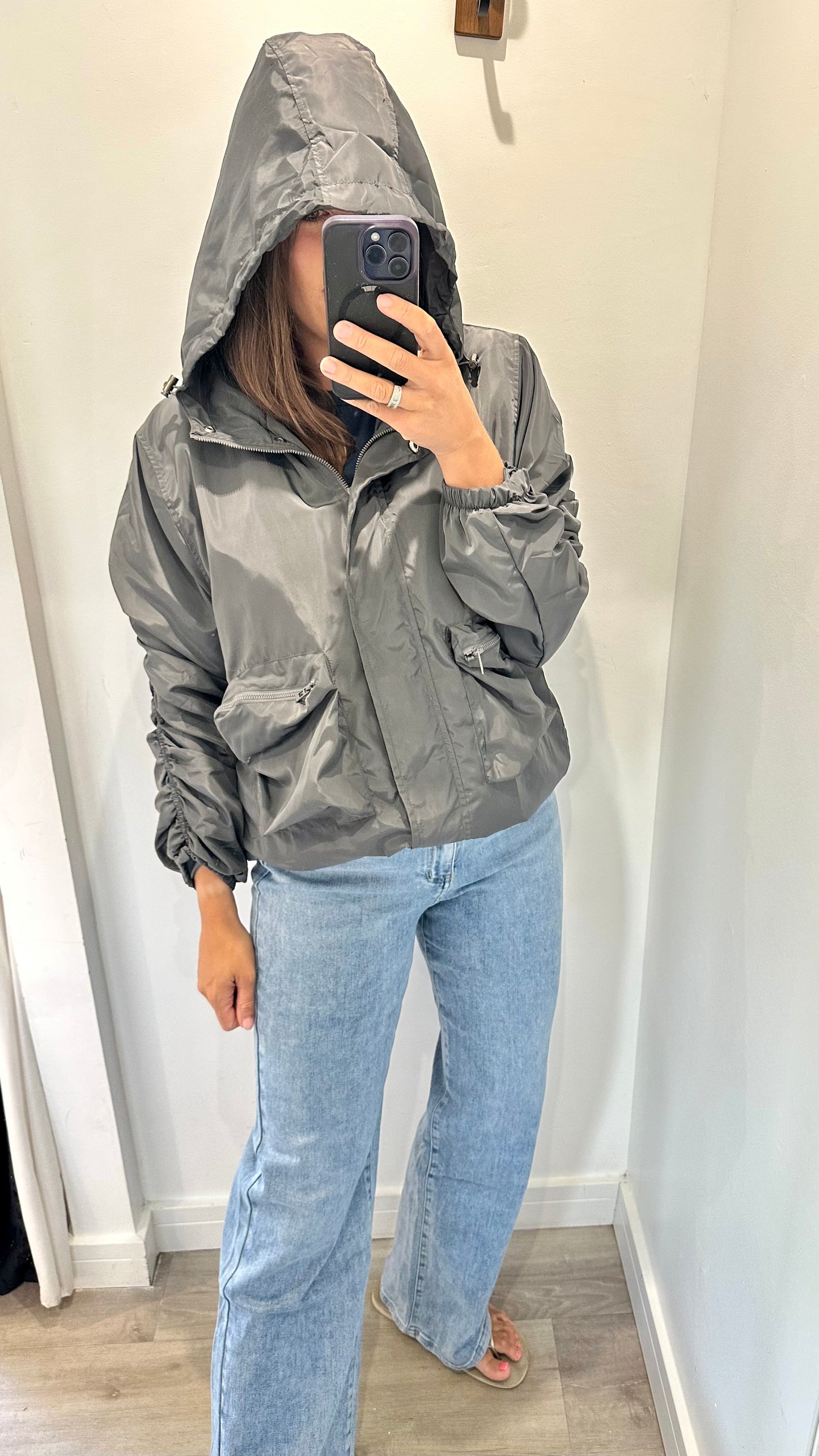 CHARCOAL GREY SHOWERPROOF RAINCOAT
