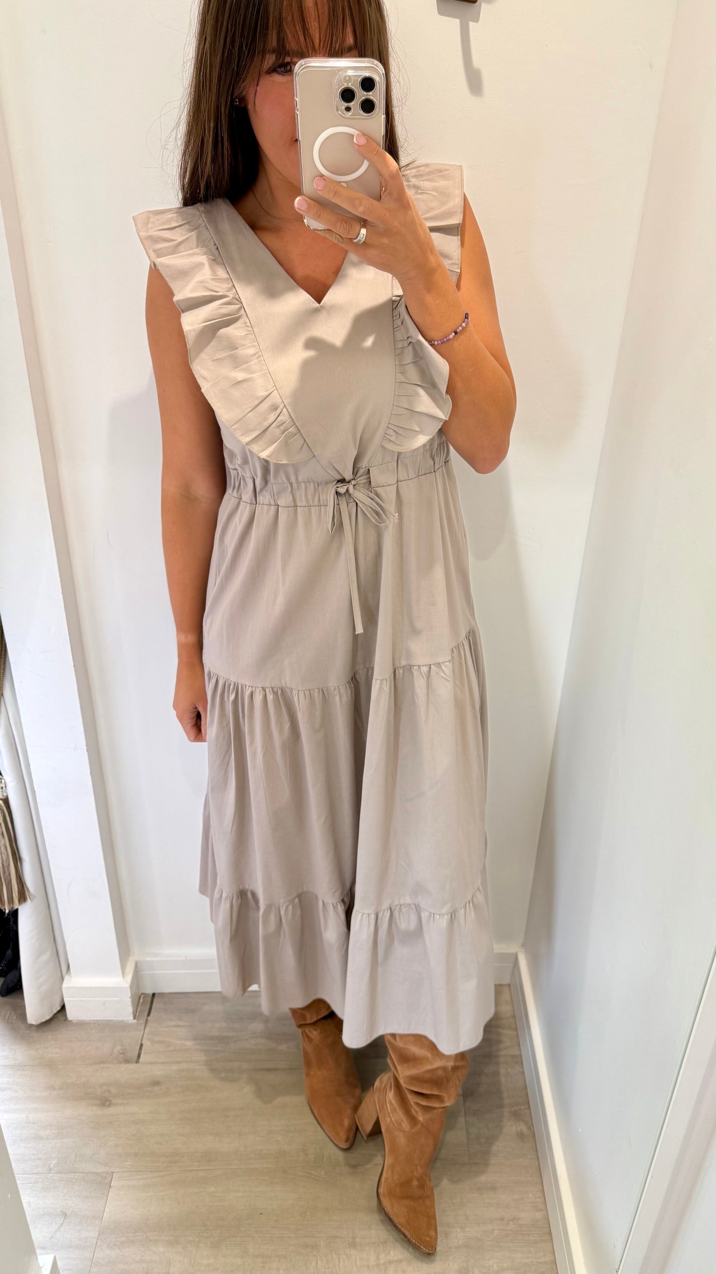 MOCHA JET TIERED COTTON MAXI DRESS