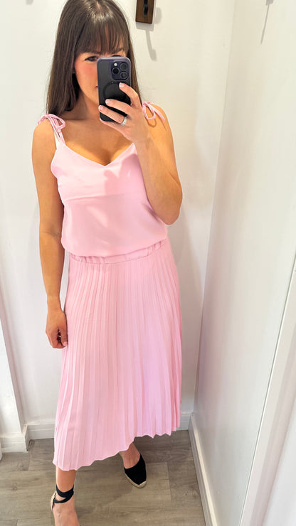 BABY PINK CAMI & PLEATED SKIRT CO-ORD