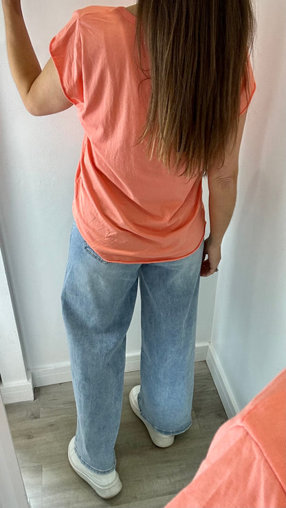 CORAL CAP SLEEVE TEE