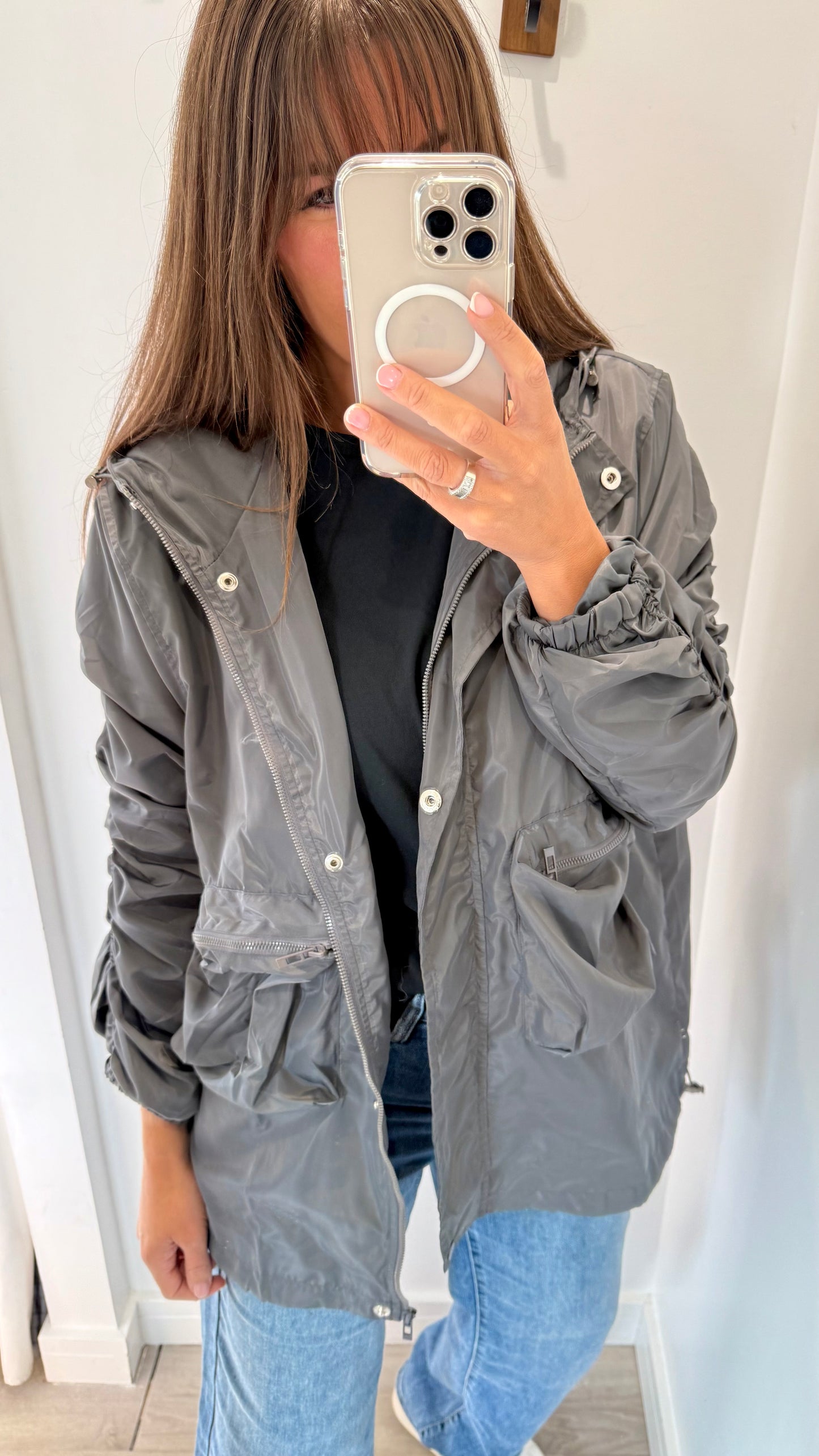 CHARCOAL GREY SHOWERPROOF RAINCOAT