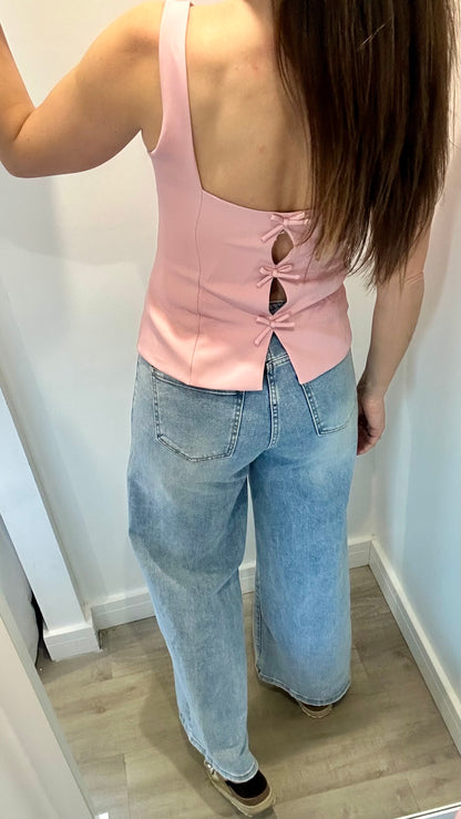 SOFT PINK BOW BACK SLEEVELESS TOP