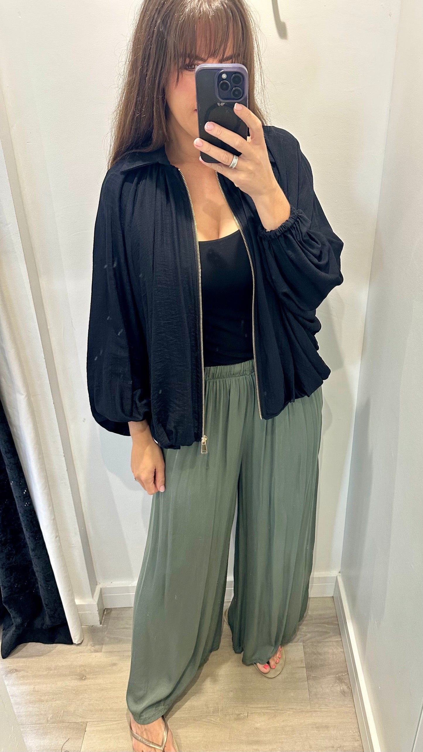 BLACK BALLOON SLEEVE JACKET