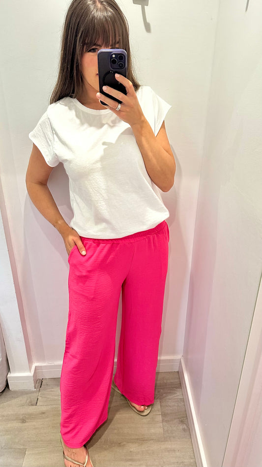 HOT PINK WIDE LEG TROUSERS