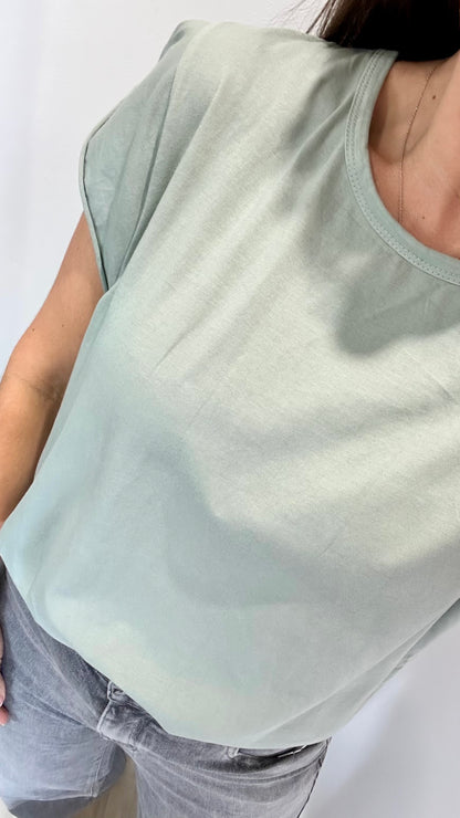 SAGE GREEN CAP SLEEVE TEE