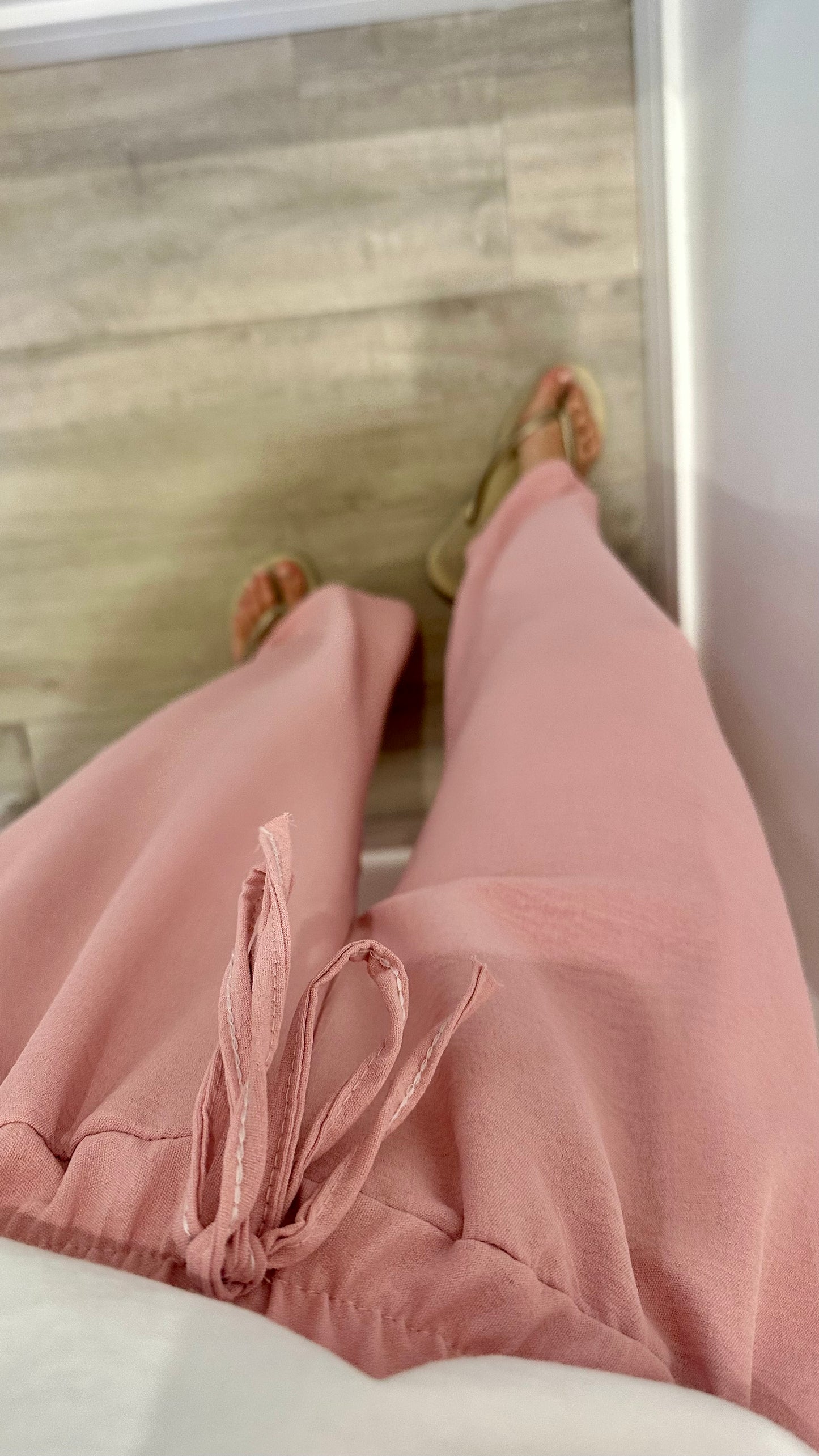 BLUSH PINK DRAWSTRING TROUSERS