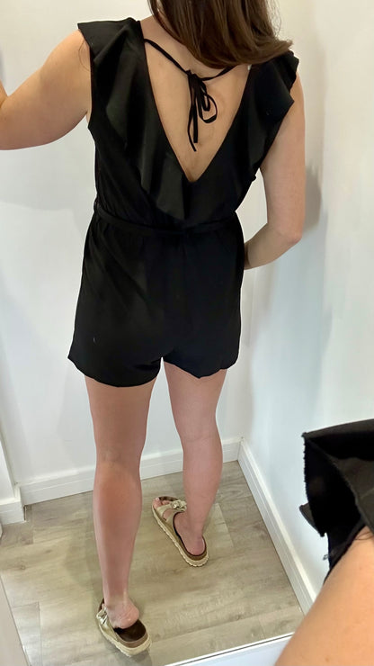 BLACK FRILL FRONT PLAYSUIT