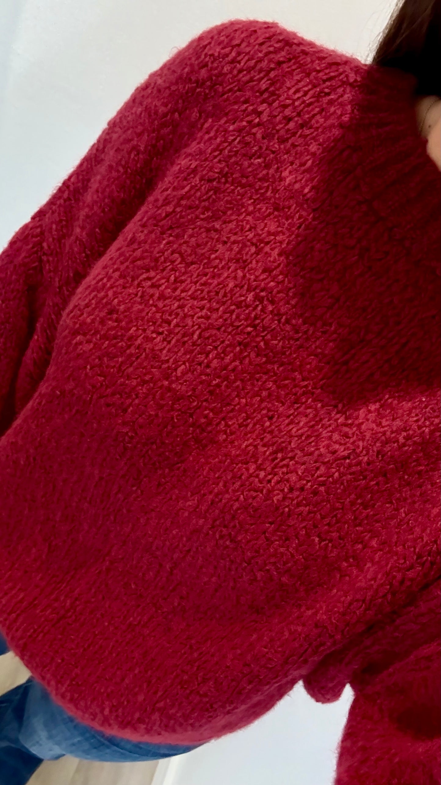MERLOT BALLOON SLEEVE TEXTURED KNIT JUMPER