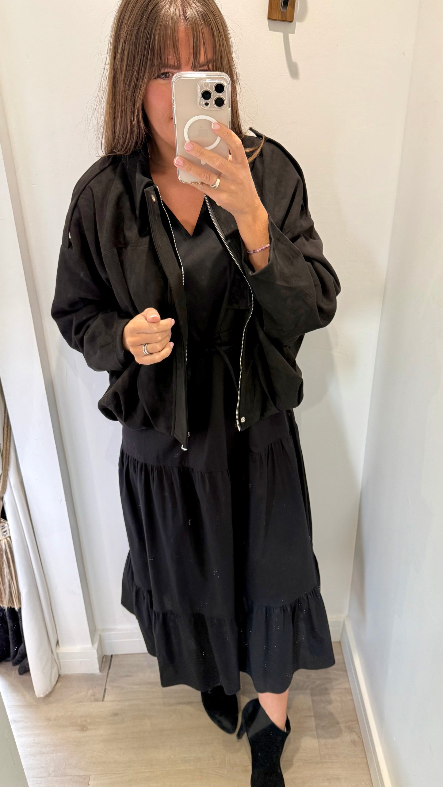 BLACK JET TIERED COTTON MAXI DRESS