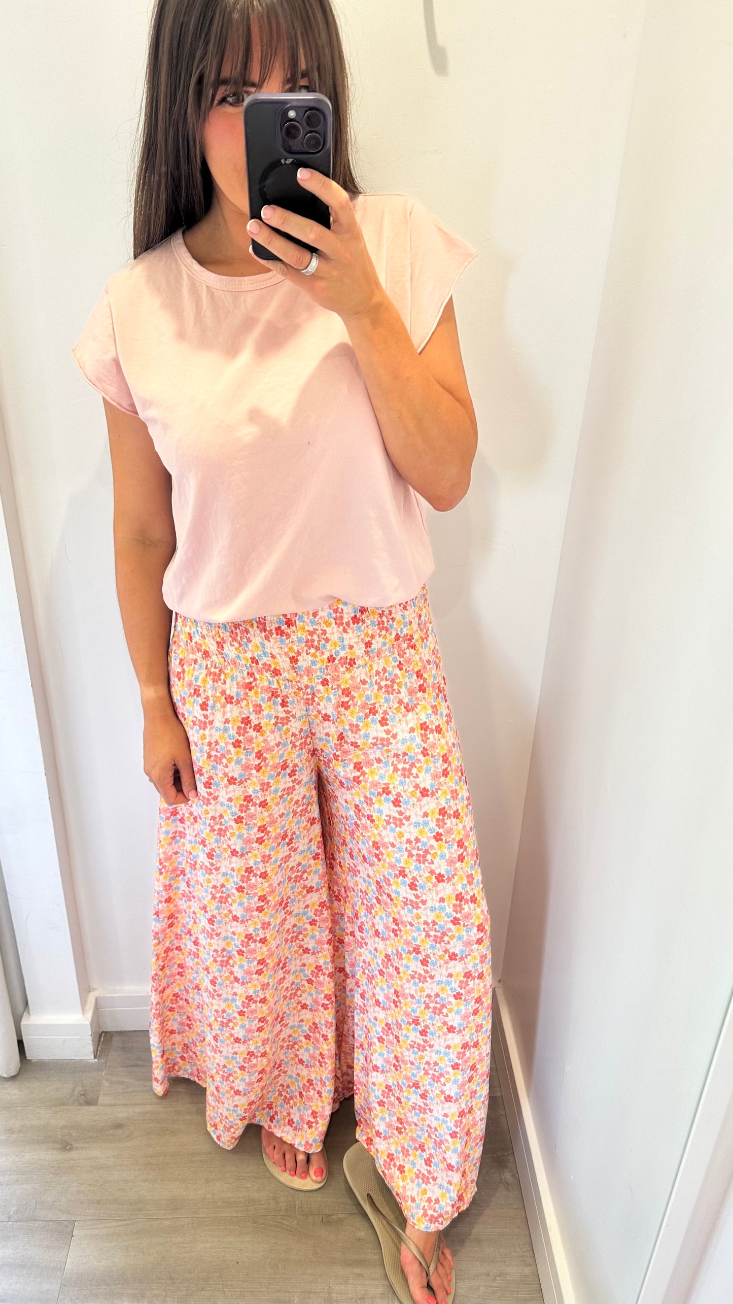 PINK AND CORAL PALAZZO TROUSERS