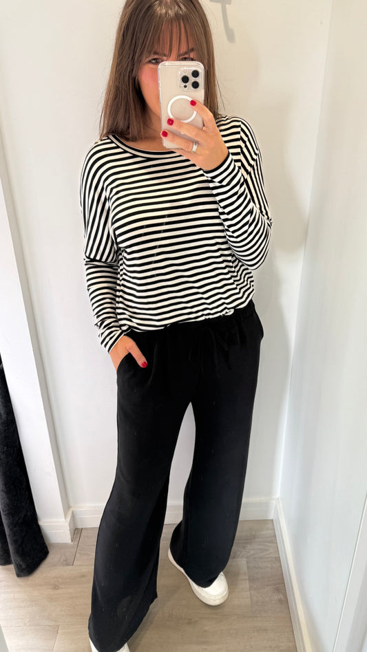 BLACK STRAIGHT LEG TROUSERS