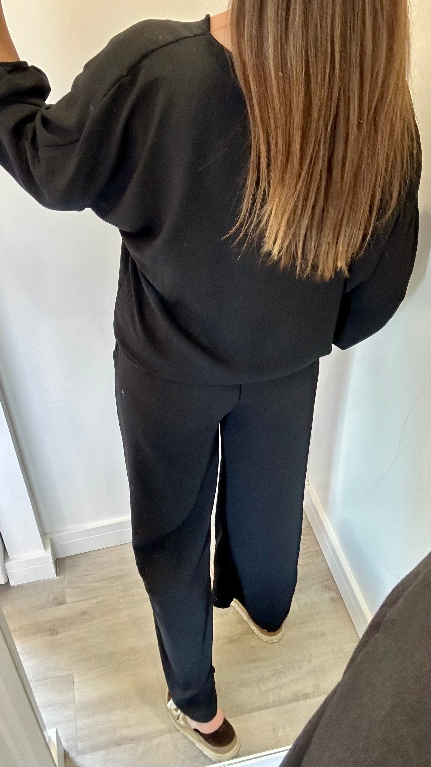 BLACK DRAWSTRING TROUSERS