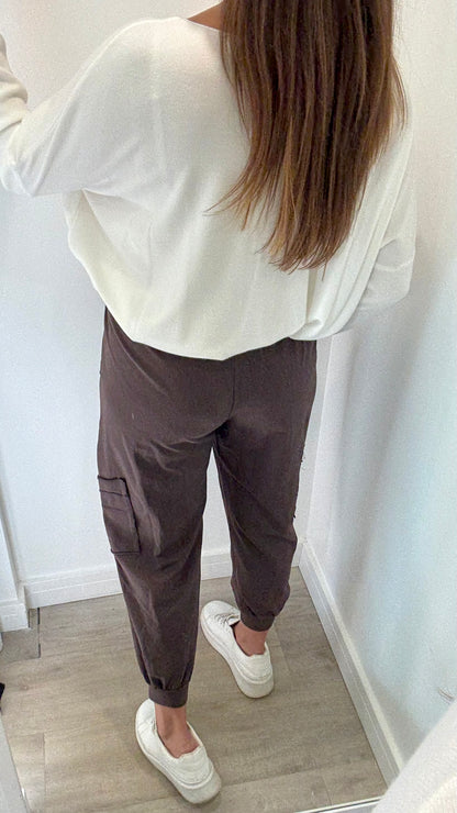 CHOCOLATE BROWN POCKET JOGGER SWEAT PANTS