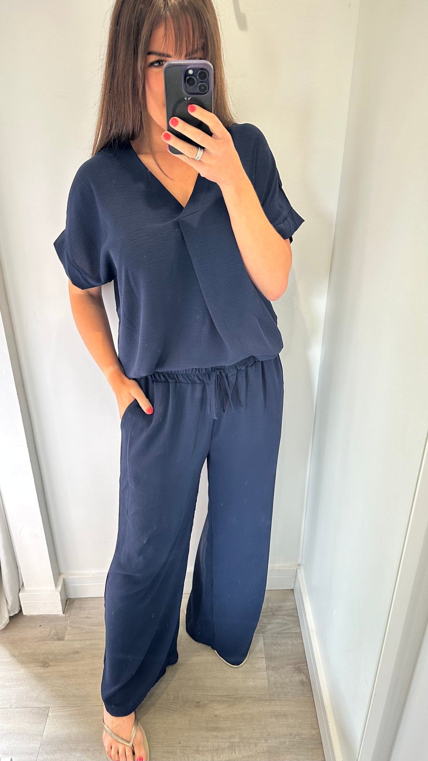 NAVY DRAWSTRING TROUSERS - MATCHING TOP AVAILABLE