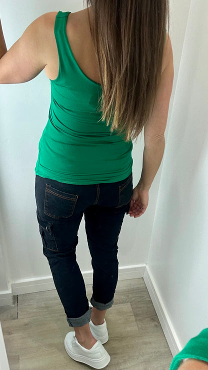 GREEN CAMI VEST TOP