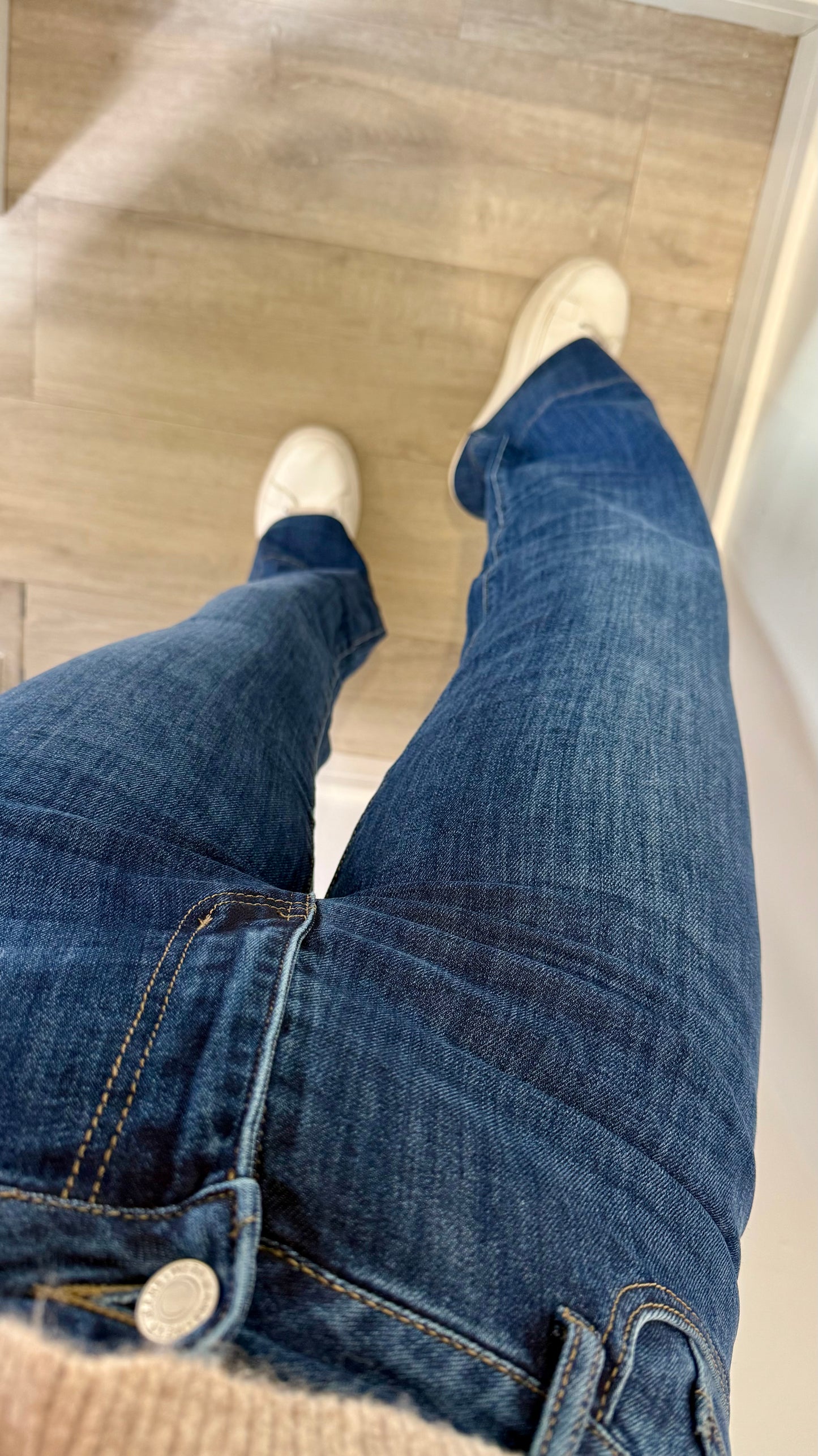 DARK DENIM WIDE LEG HIGH WAISTED JEANS