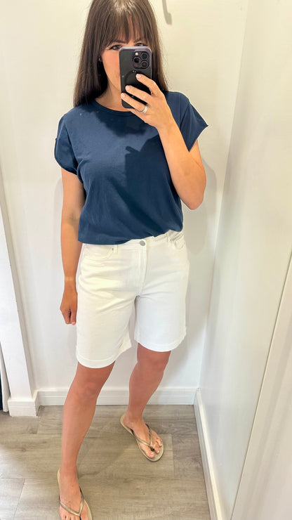 TOXIK WHITE DENIM BERMUDA SHORTS