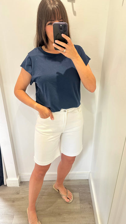 TOXIK WHITE DENIM BERMUDA SHORTS