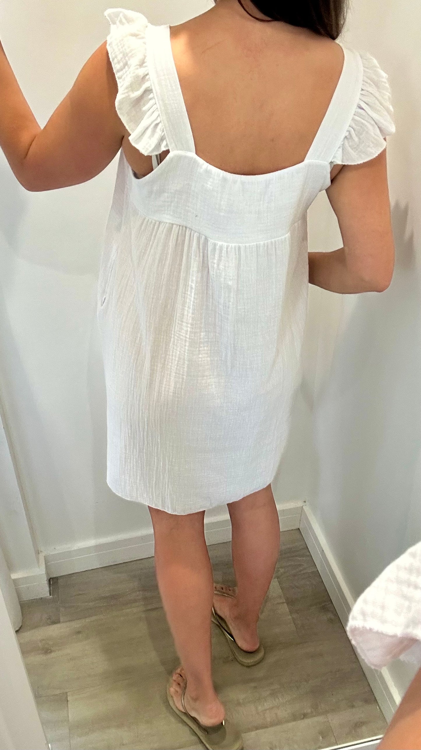 WHITE BABYDOLL MINI DRESS