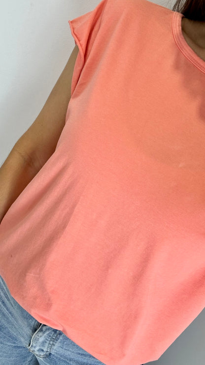 CORAL CAP SLEEVE TEE