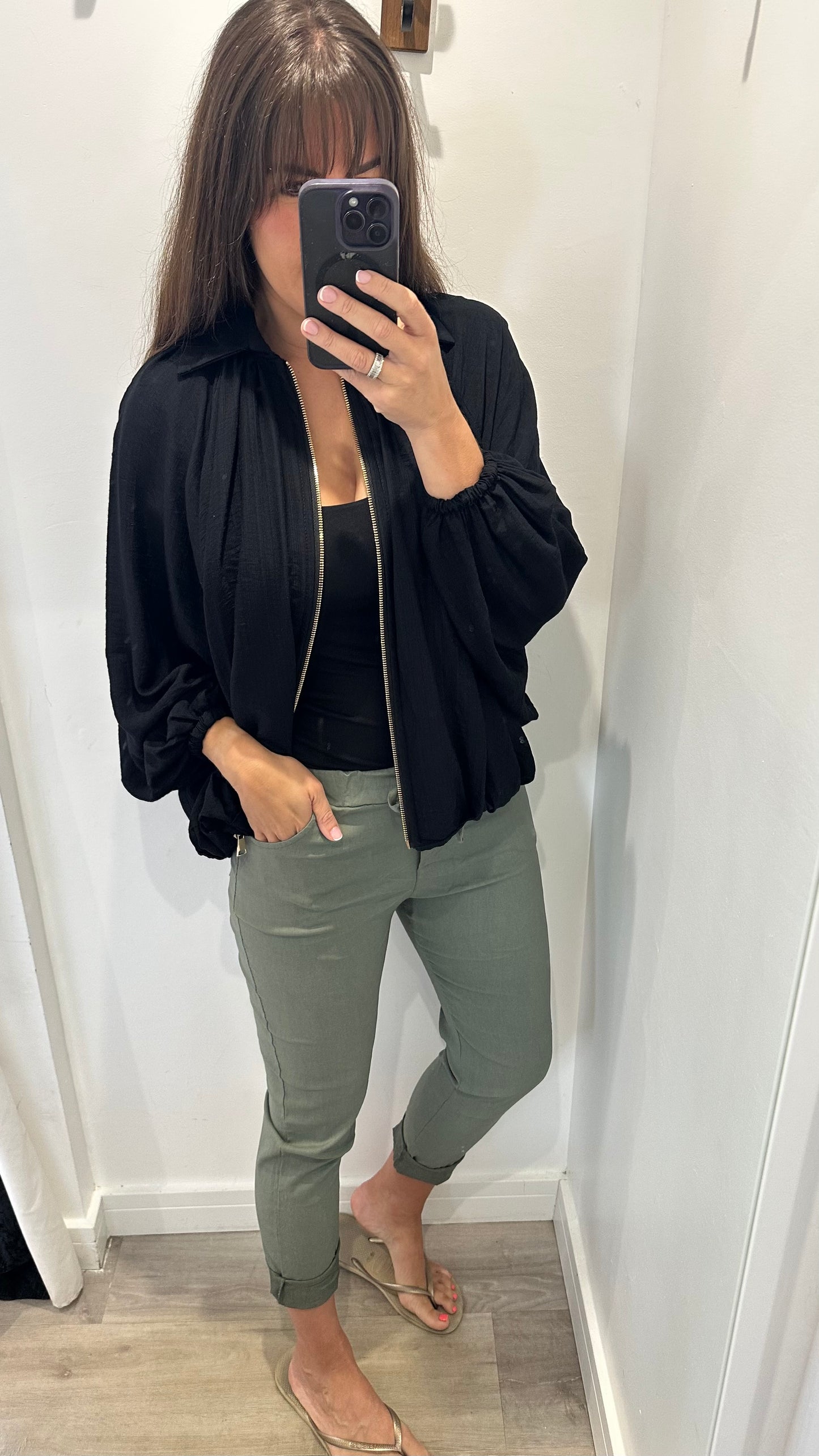 BLACK BALLOON SLEEVE JACKET