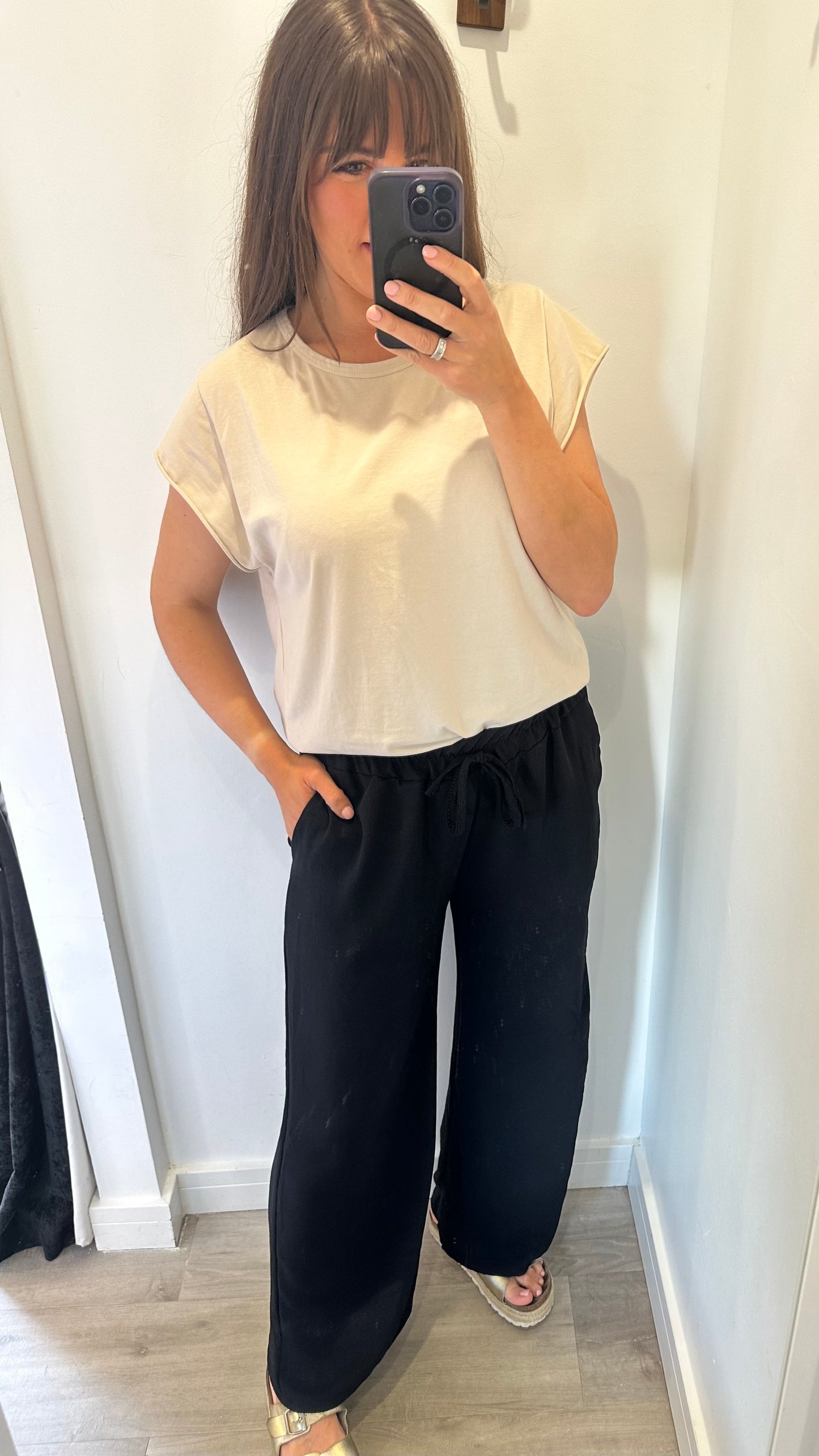 BLACK DRAWSTRING TROUSERS
