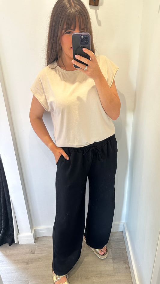 BLACK DRAWSTRING TROUSERS