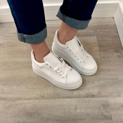 WHITE PLATFORM TRAINERS