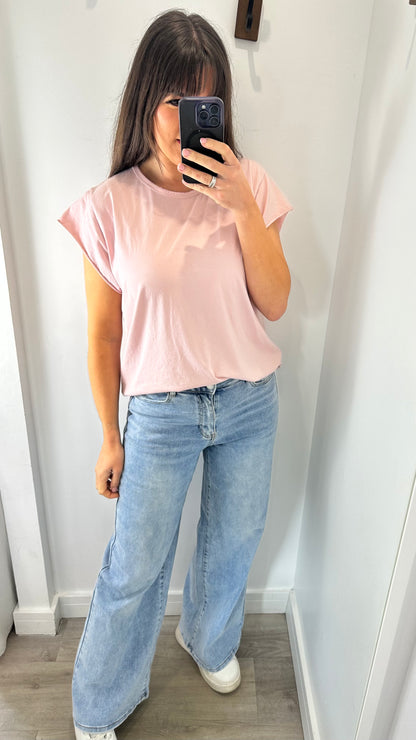 PALE PINK CAP SLEEVE TEE