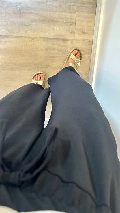 BLACK DRAWSTRING TROUSERS