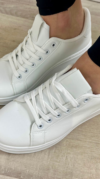 WHITE PLATFORM TRAINERS