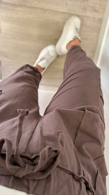 CHOCOLATE BROWN POCKET JOGGER SWEAT PANTS