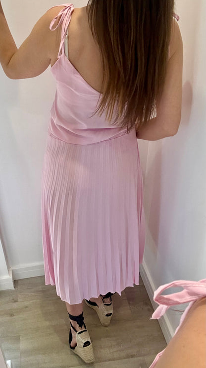 BABY PINK CAMI & PLEATED SKIRT CO-ORD