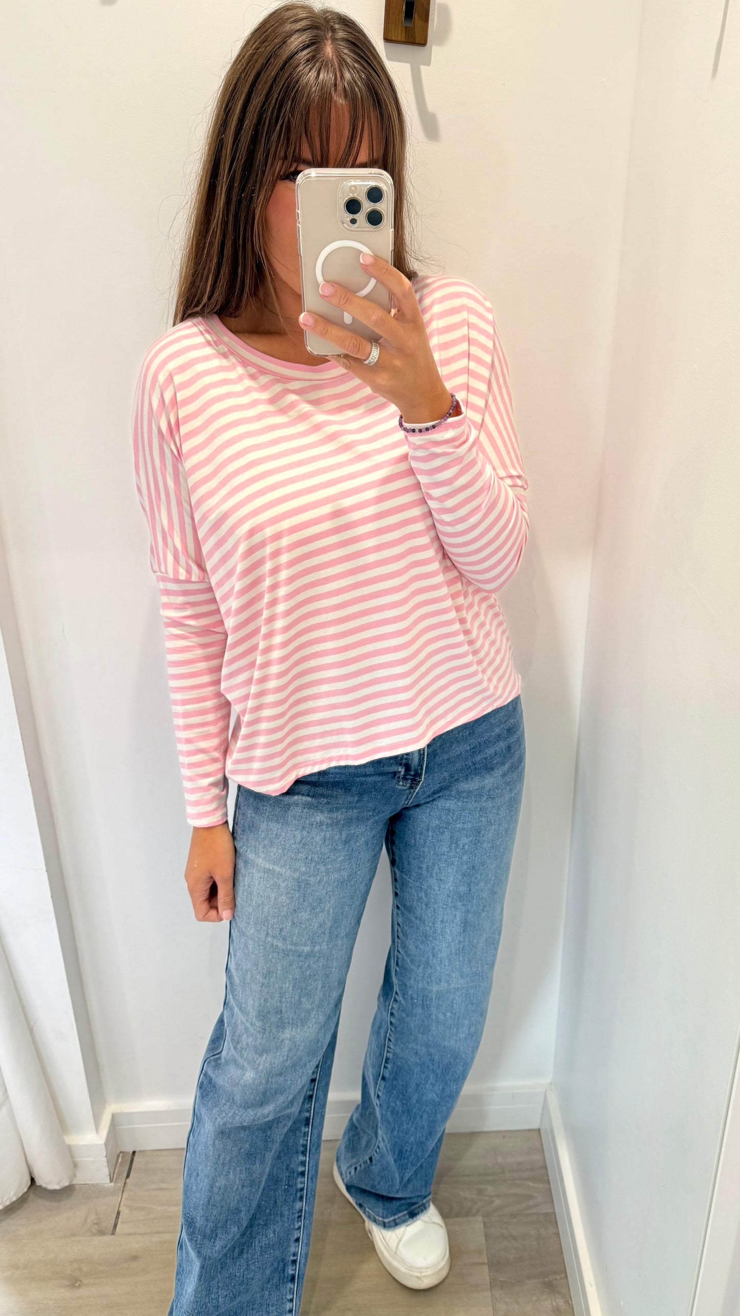 PINK AND WHITE STRIPE TOP