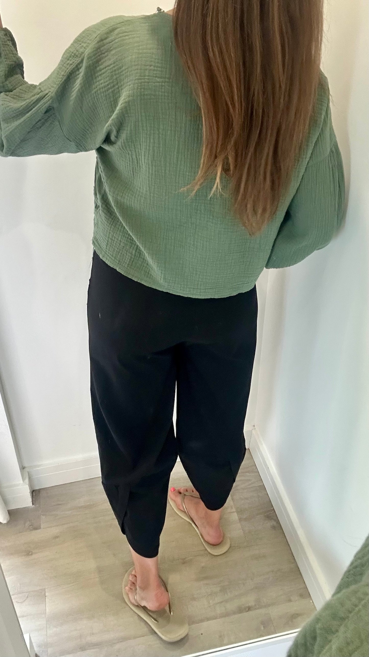 KHAKI COTTON TIE-UP TOP