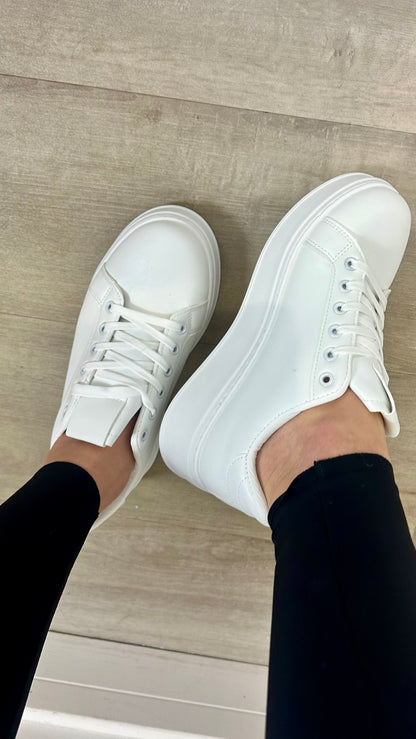 WHITE PLATFORM TRAINERS