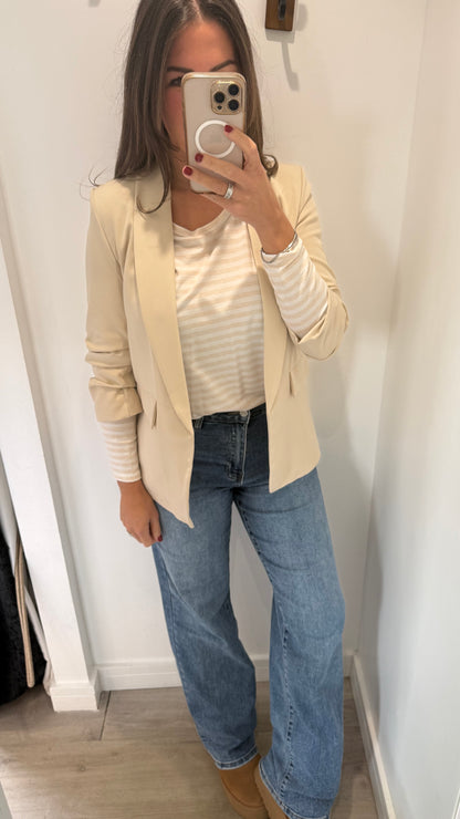 APRICOT AND WHITE BRETON STRIPE BATWING TOP