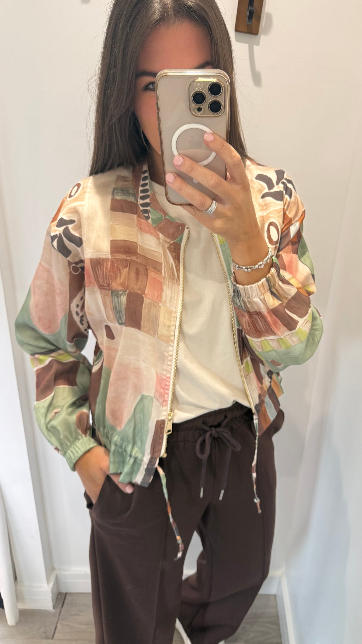 ABSTRACT PRINT ZIP THROUGH JACKET