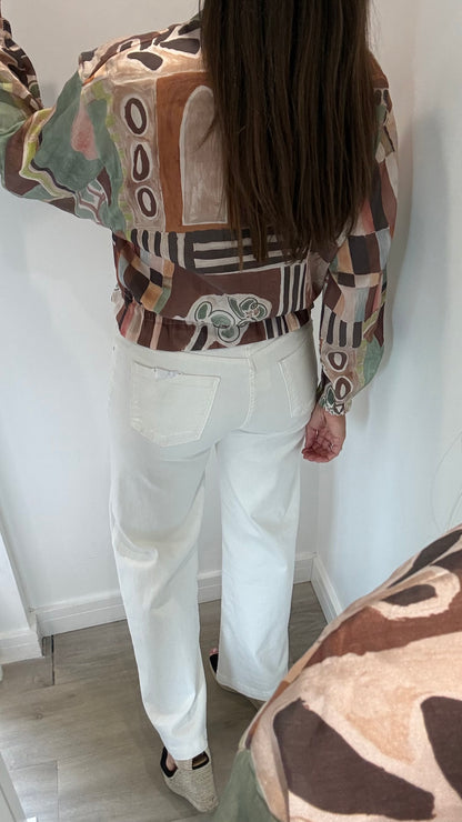 ABSTRACT PRINT ZIP THROUGH JACKET