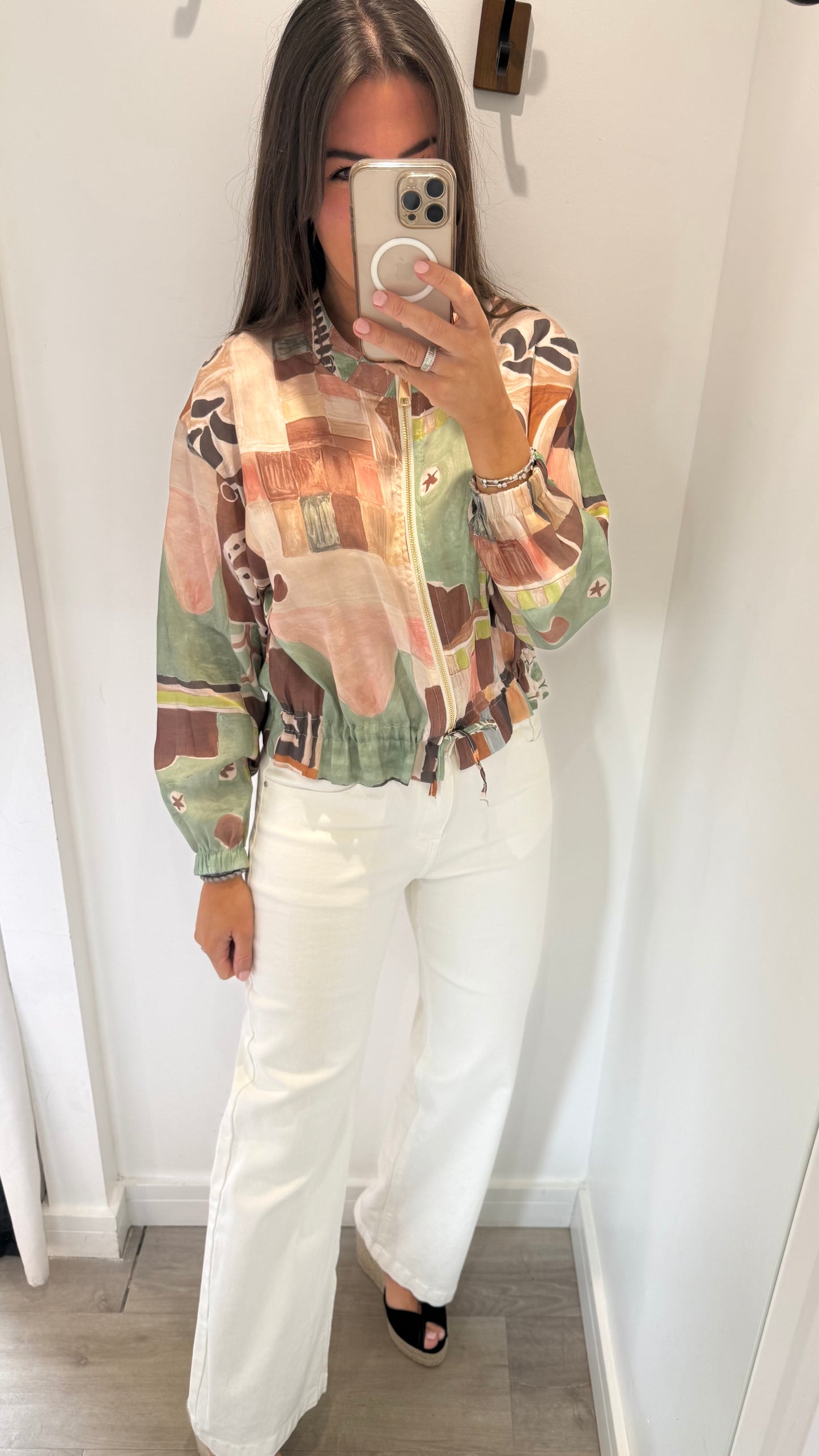 ABSTRACT PRINT ZIP THROUGH JACKET
