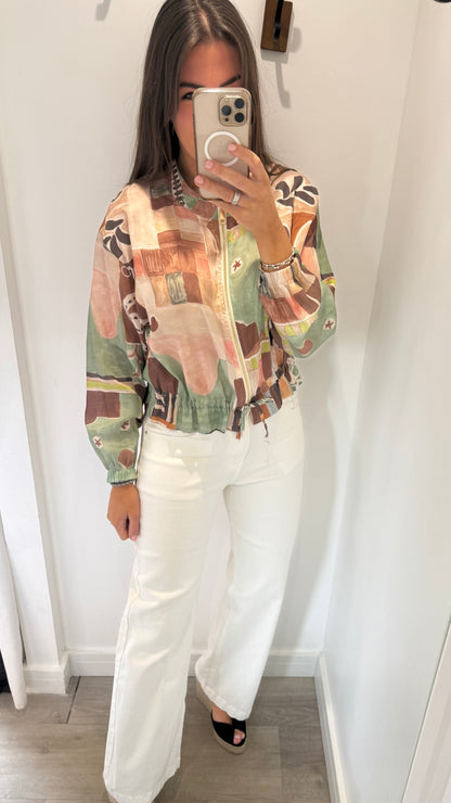 ABSTRACT PRINT ZIP THROUGH JACKET